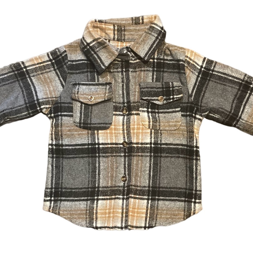 Plaid Kids jacket in Gray and Tan size 90 or 2T